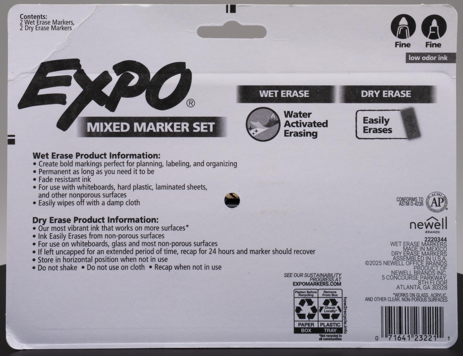 Expo Mixed Marker Set Wet and Dry Erase Fine Tip Markers