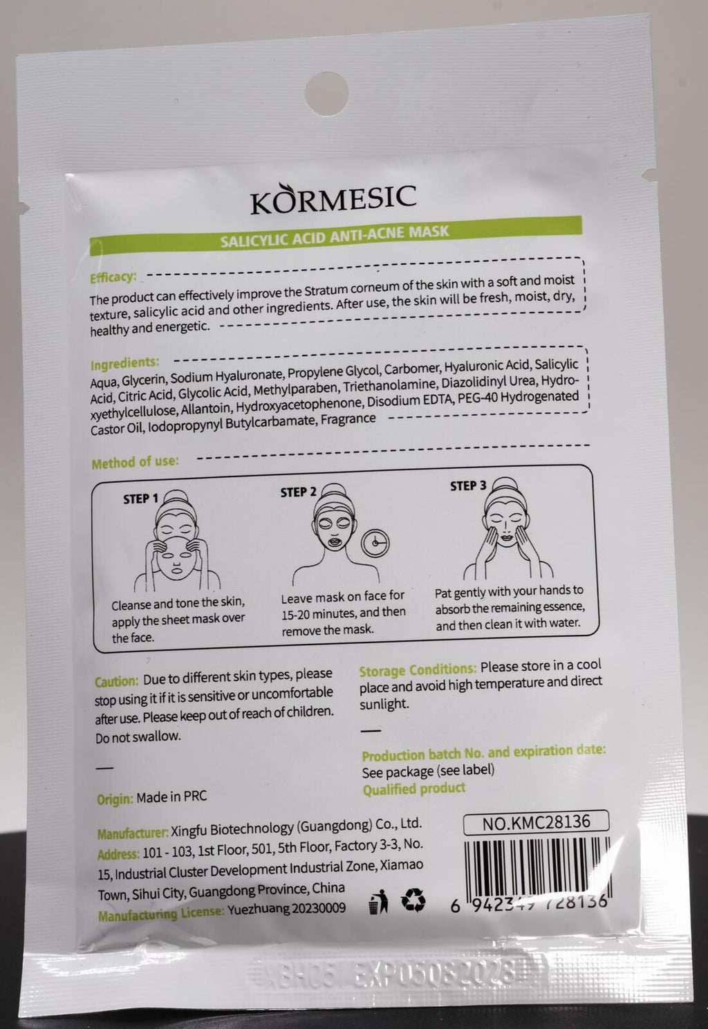 Kormesic Salicylic Acid Anti-Acne Mask A+B AHA+BHA