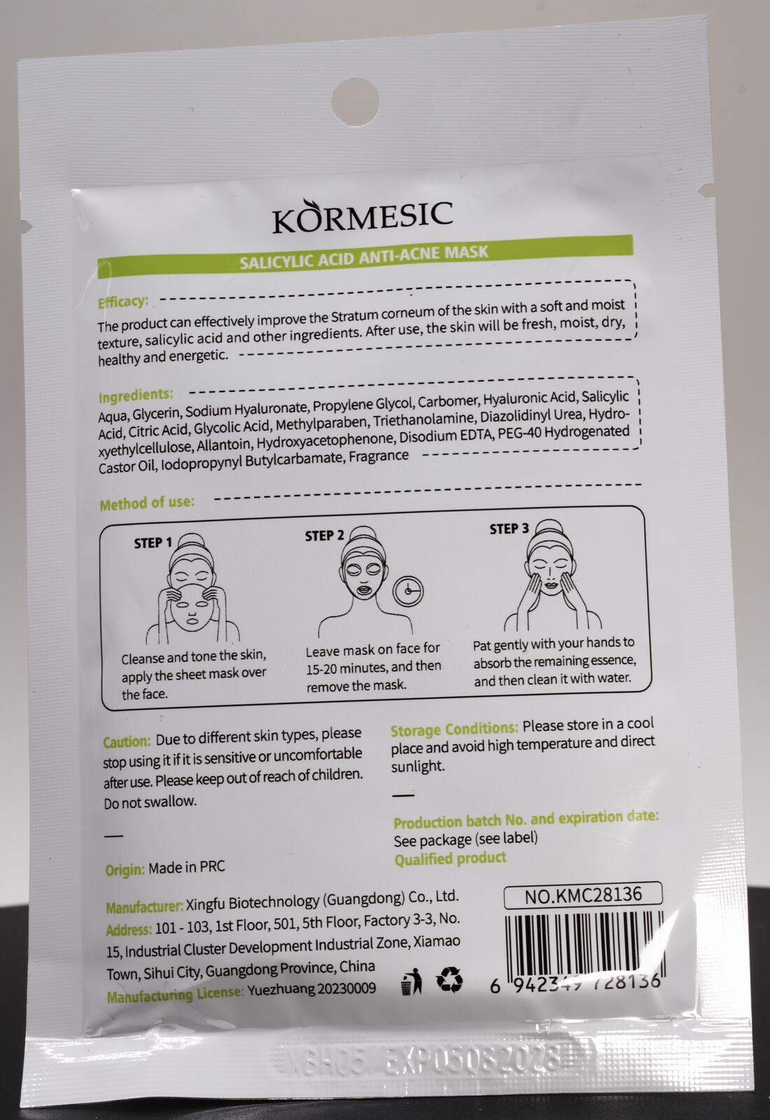 Kormesic Salicylic Acid Anti-Acne Mask A+B AHA+BHA