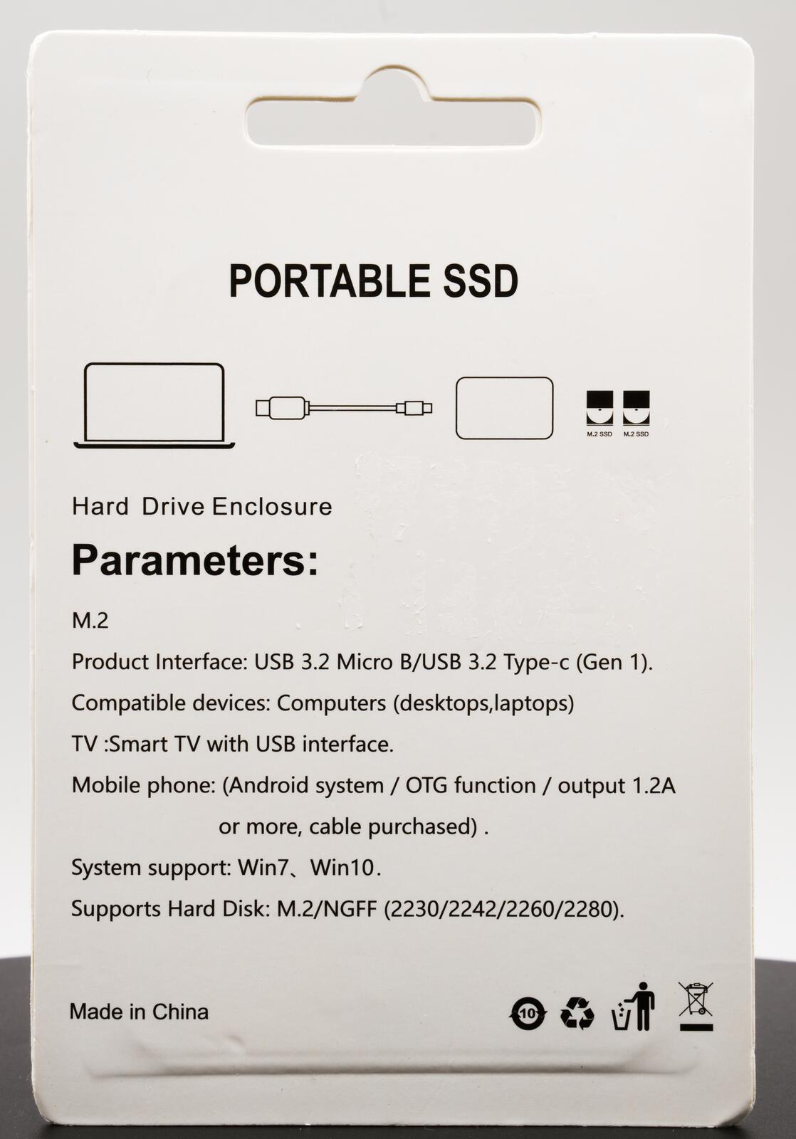 Portable M.2 NVMe/NGFF SSD External Hard Drive 1TB