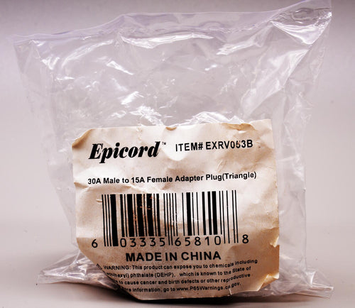 Epicord 30A Male to 15A Female Adapter Plug Triangle Model EXRV053B