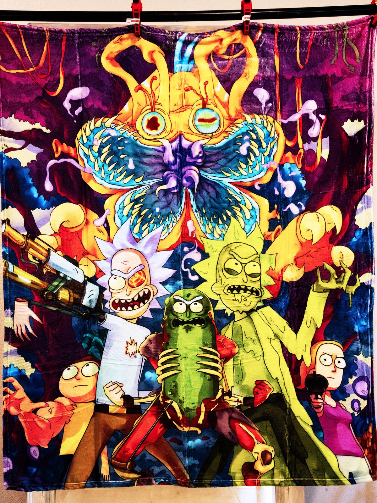 Vibrant Rick and Morty Plush Blanket 49x58