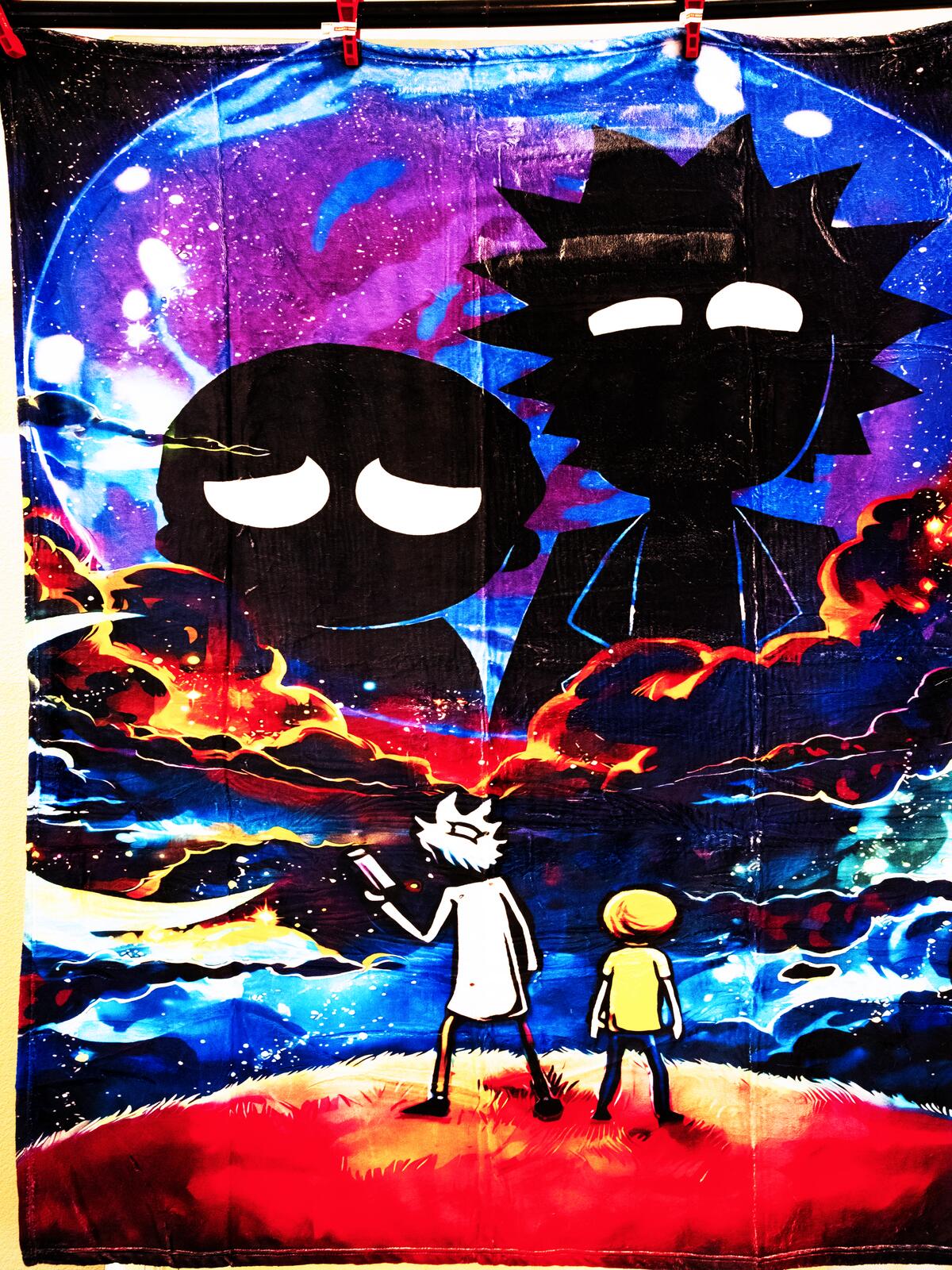Rick and Morty "Galaxy Silhouette" Fleece Throw Blanket. 50x59