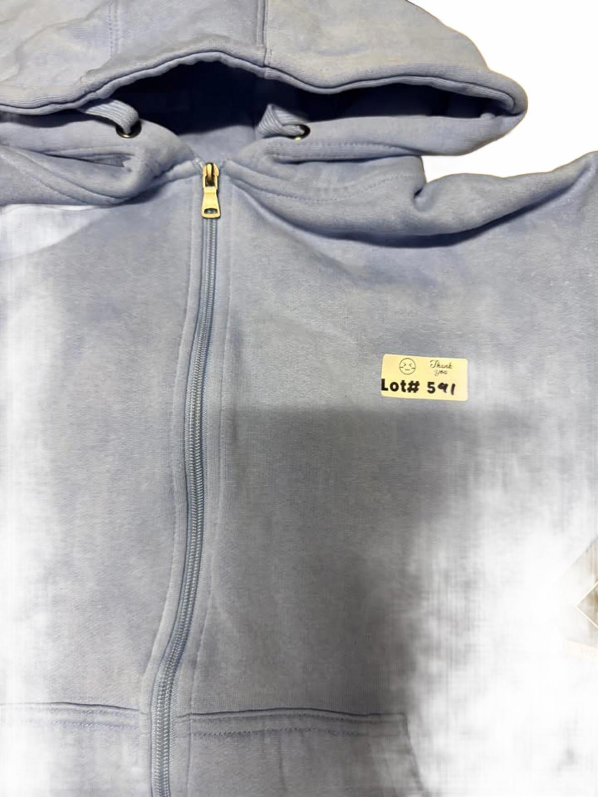 Light Blue Full-Zip Hoodie with Hood