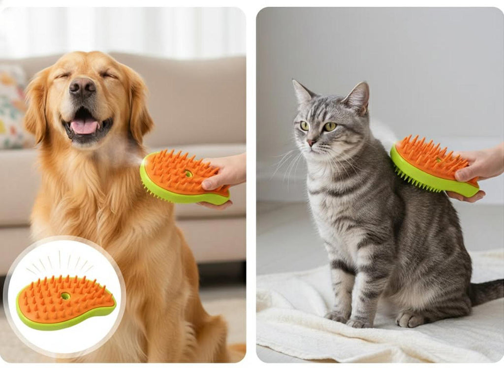Rechargeable Pet Brush with Spray Massage Feature