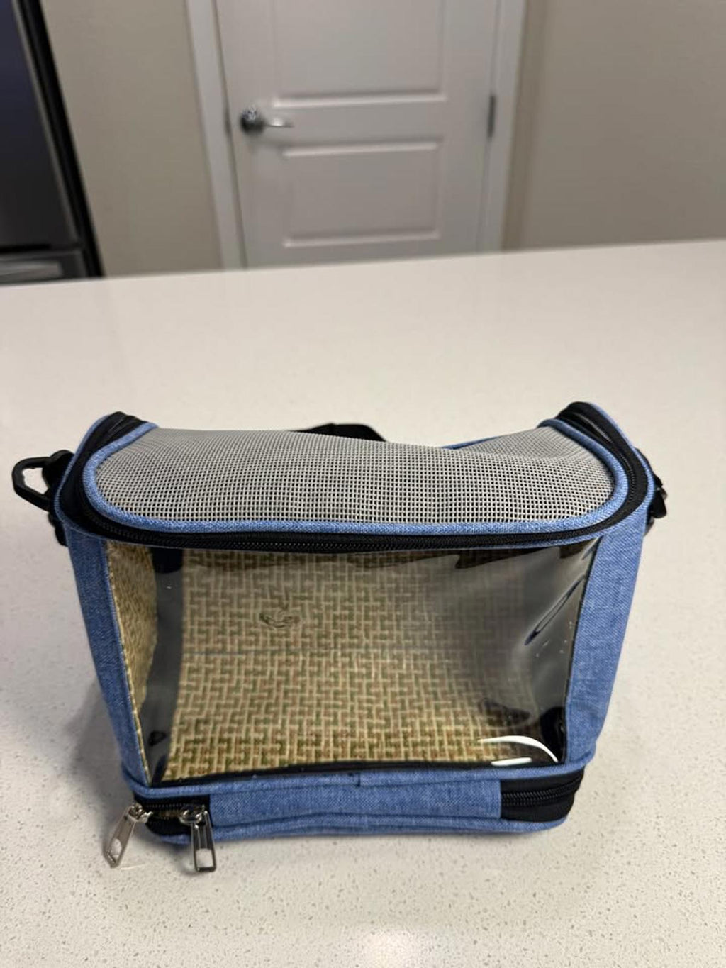 Portable Blue Insulated Cooler Bag with Clear Window and Adjustable Shoulder Str