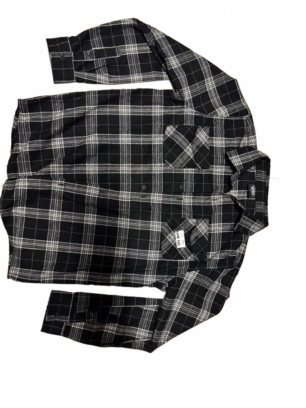 Men's Black and White Plaid Button-Up Shirt
