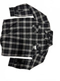Men's Black and White Plaid Button-Up Shirt