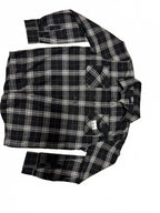 Men's Black and White Plaid Button-Up Shirt