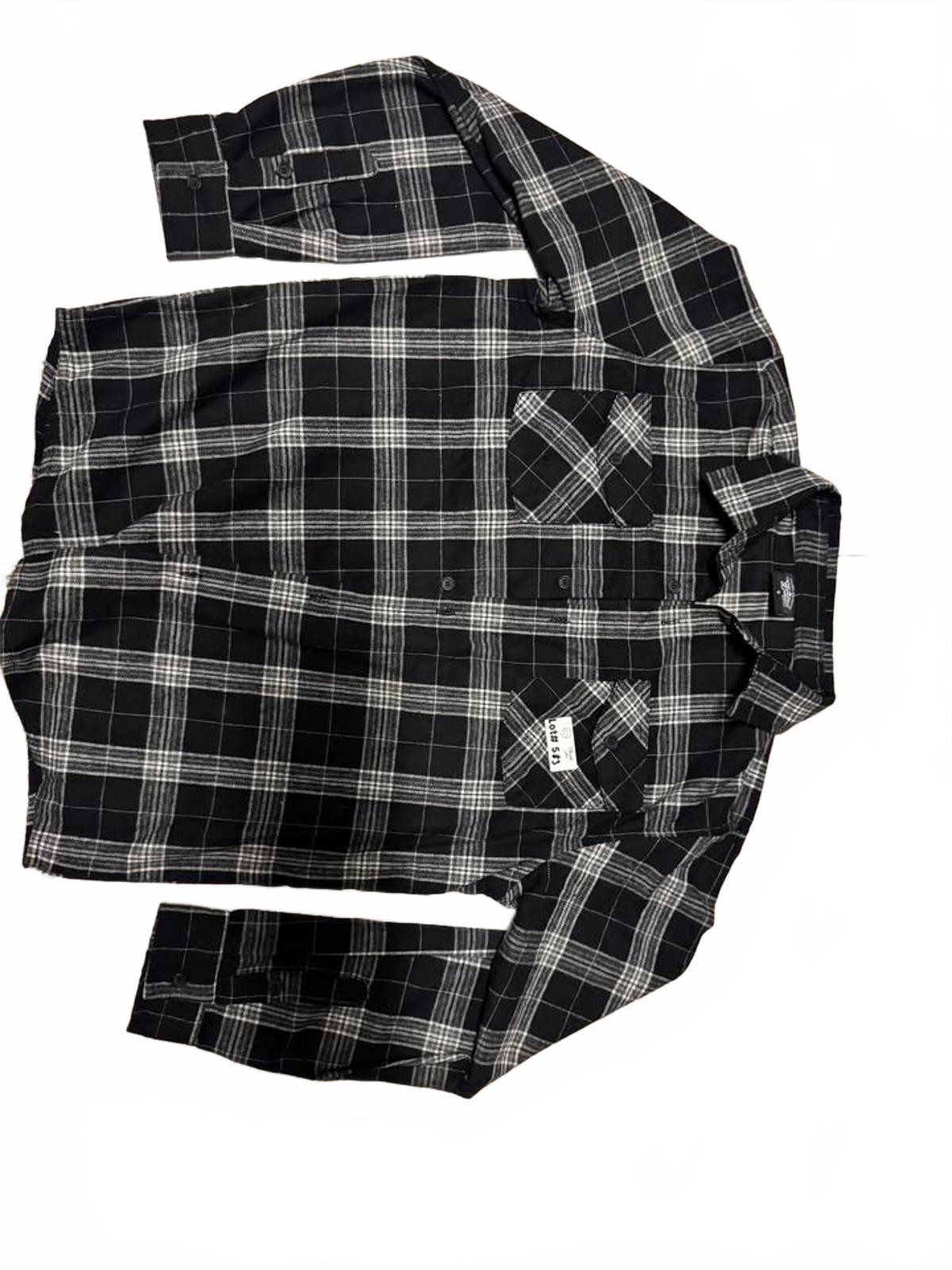 Men's Black and White Plaid Button-Up Shirt