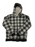 Black and Gray Buffalo Plaid Fleece-Lined Zip-Up Hoodie