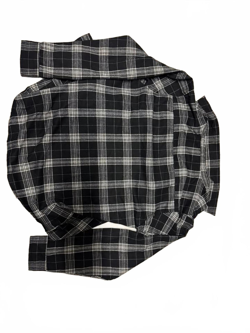 Men's Black and White Plaid Button-Up Shirt