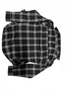 Men's Black and White Plaid Button-Up Shirt