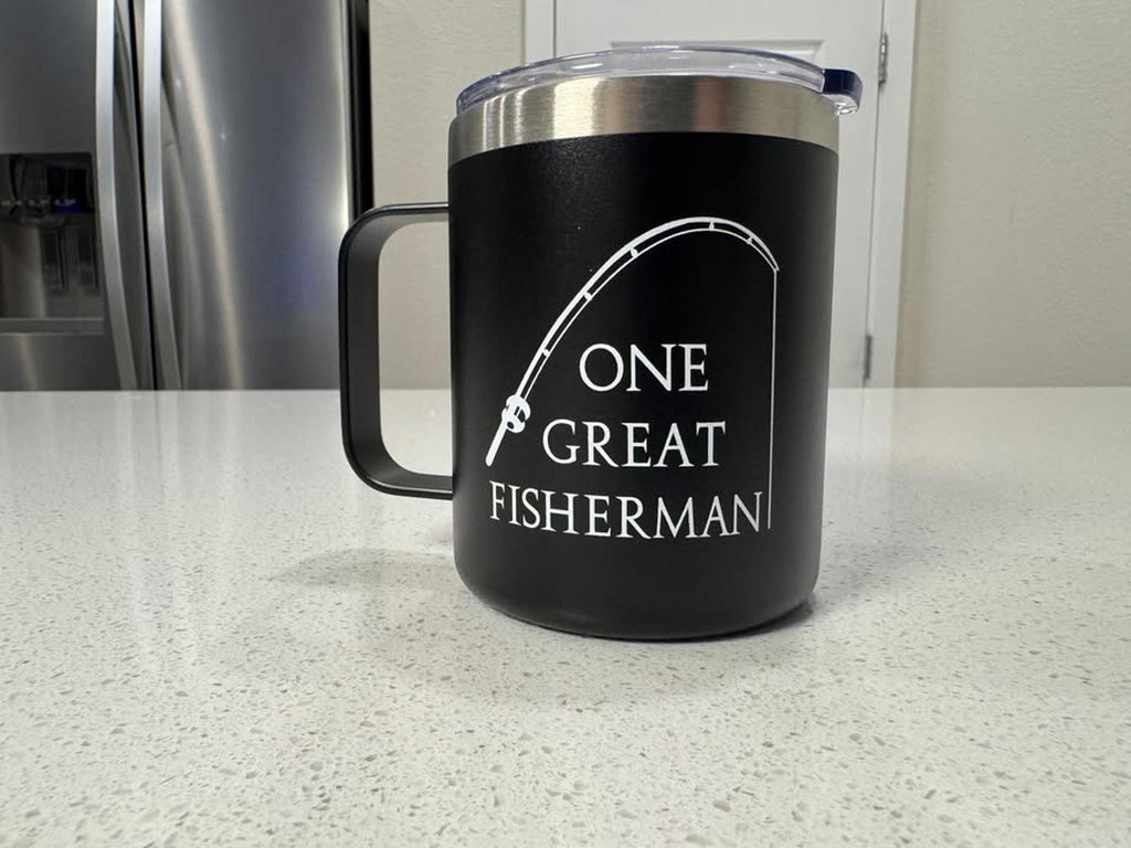 Set of 2 Insulated Fishing Themed Travel Mugs with Lids