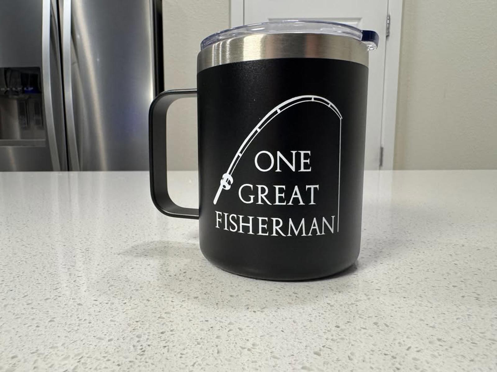 Set of 2 Insulated Fishing Themed Travel Mugs with Lids
