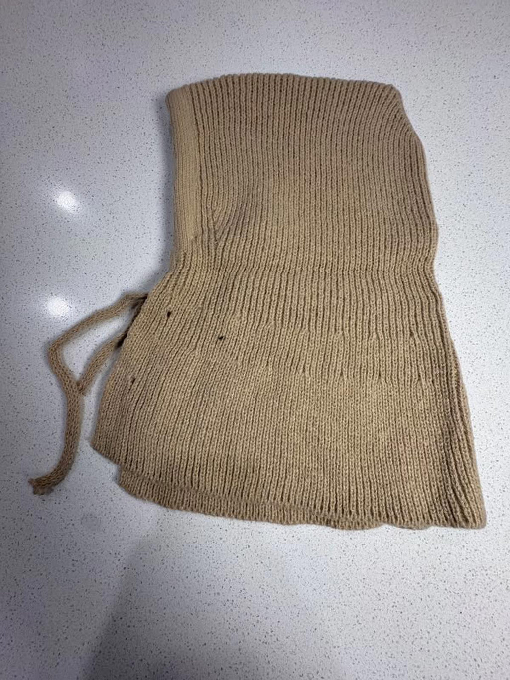 Handmade Beige Knit Hooded Scarf