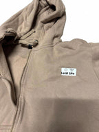 Neutral Beige Full-Zip Hoodie Sweatshirt with Hood