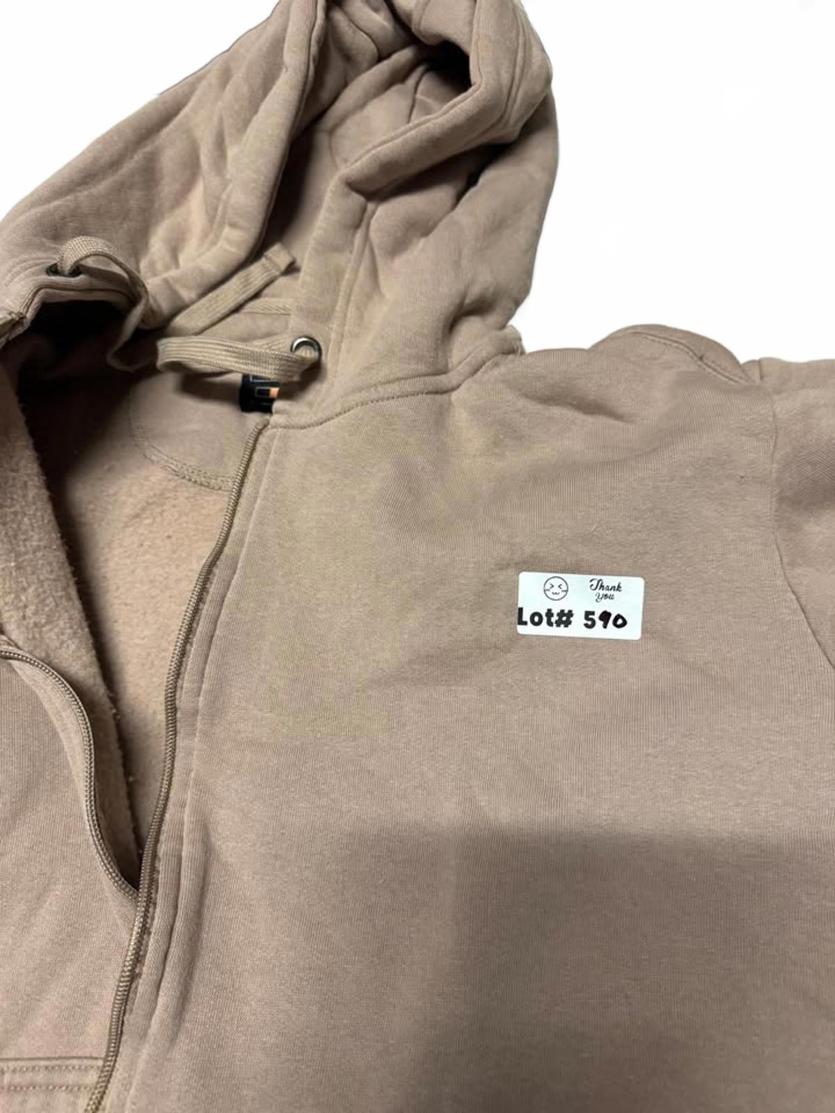 Neutral Beige Full-Zip Hoodie Sweatshirt with Hood