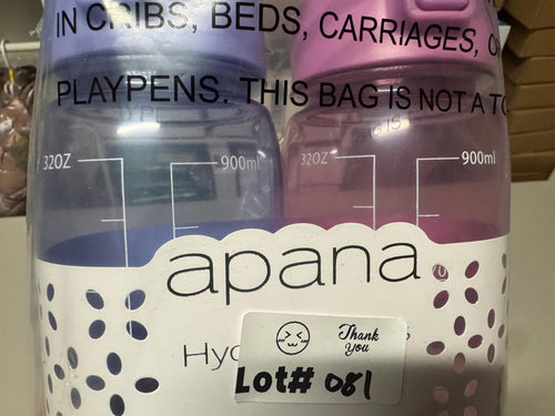 Apana Hydrate Mates 2 Pack Water Bottles with Leak Proof Lids and Easy-Grip Hand